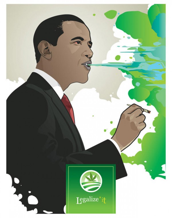 Young Obama Smoking Weed